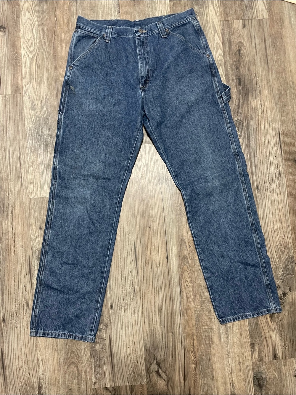 Wangler Men’s Dark Blue Denim Work Jeans size 34X34 pre-owned